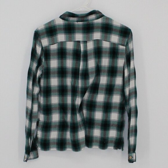 9 Quiksilver Green Plaid Shirt Men Size Medium 100% Viscose - Picture 2 of 4